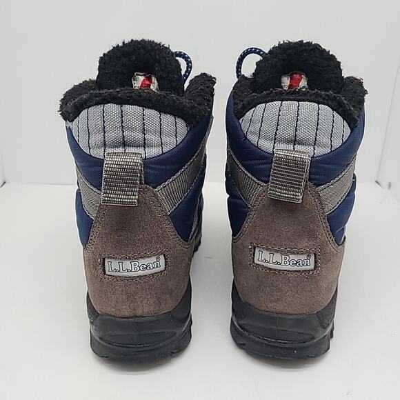L.L. Bean Winter Snow Boots Leather Lace Up Blue Gray Brown Warm Size 8 Women’s - Picture 3 of 9